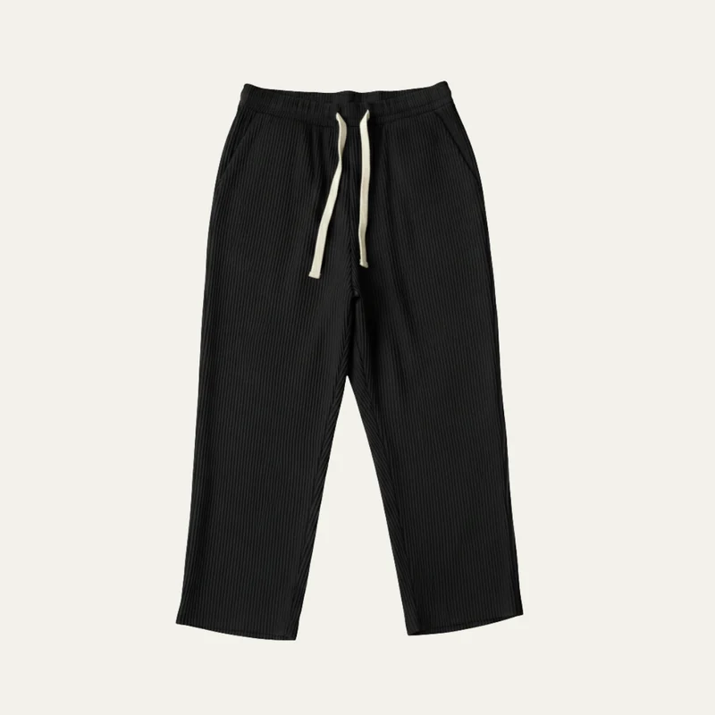 Herren Hose mit elastischem Bund und Kordelzug sowie geradem Bein