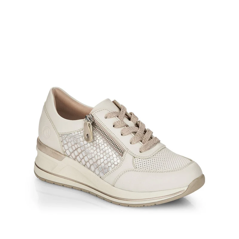 Remonte Damen-Sneaker mit Keilabsatz – Weiß / Gold