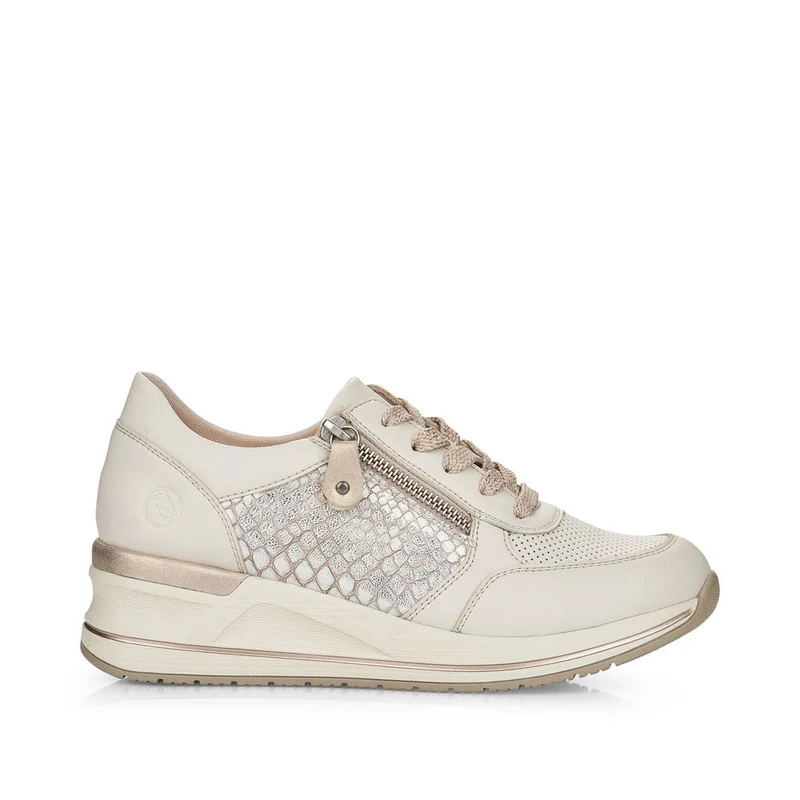 Remonte Damen-Sneaker mit Keilabsatz – Weiß / Gold