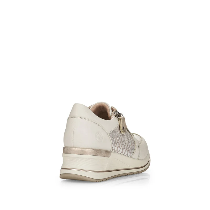 Remonte Damen-Sneaker mit Keilabsatz – Weiß / Gold