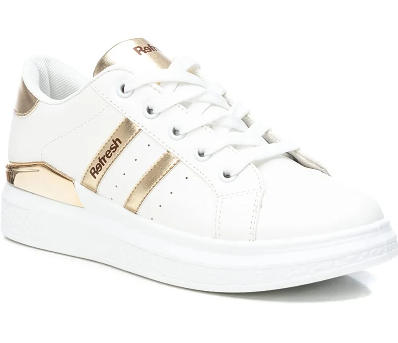 Refresh Modische Damen-Sneaker – Weiß / Gold