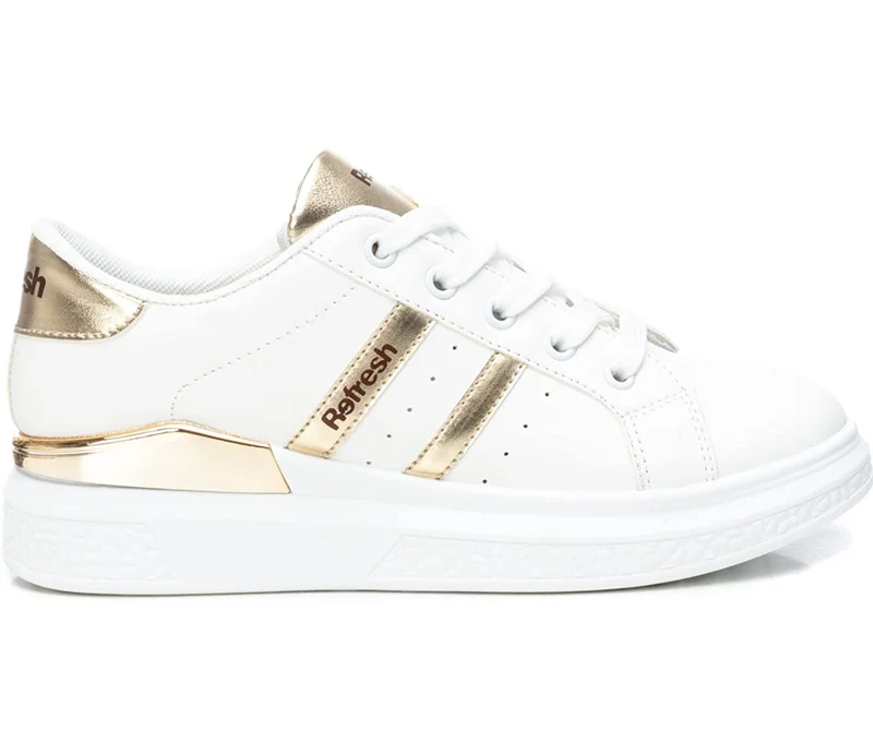 Refresh Modische Damen-Sneaker – Weiß / Gold