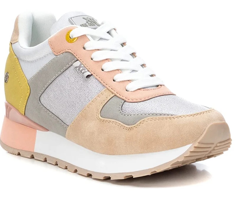Xti Modische Damen-Sneaker – Rosa/Gelb/Weiß