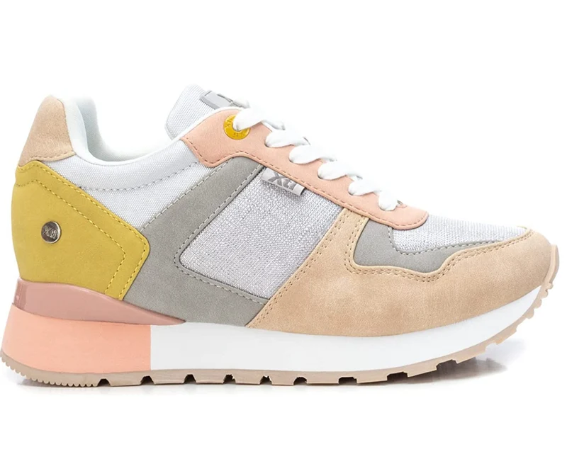 Xti Modische Damen-Sneaker – Rosa/Gelb/Weiß