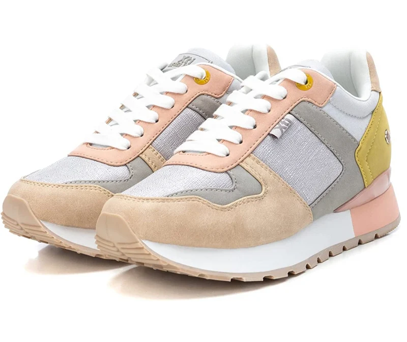 Xti Modische Damen-Sneaker – Rosa/Gelb/Weiß