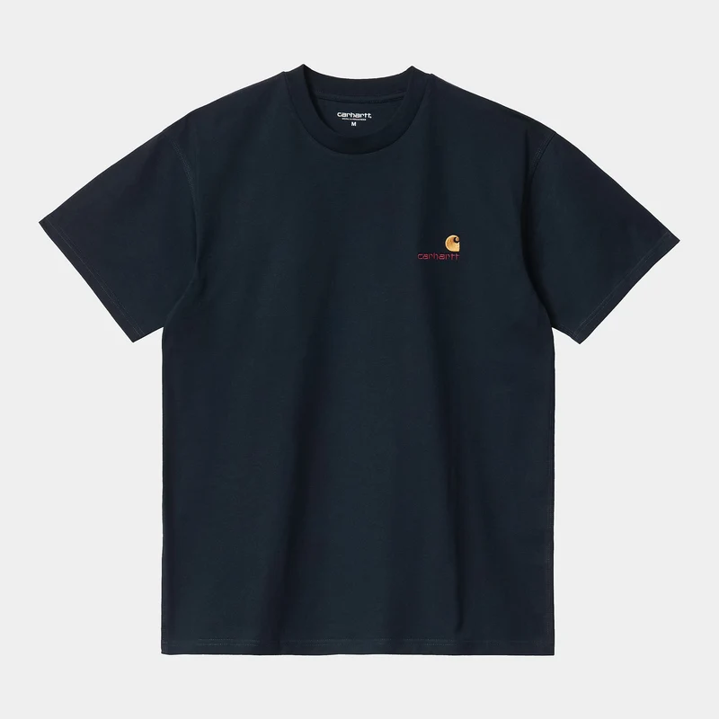 Carhartt WIP Herren Kurzarm American Script T-Shirt - Astro