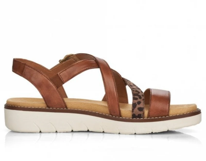 Rieker Modische Damensandalen – Braun / Leopard