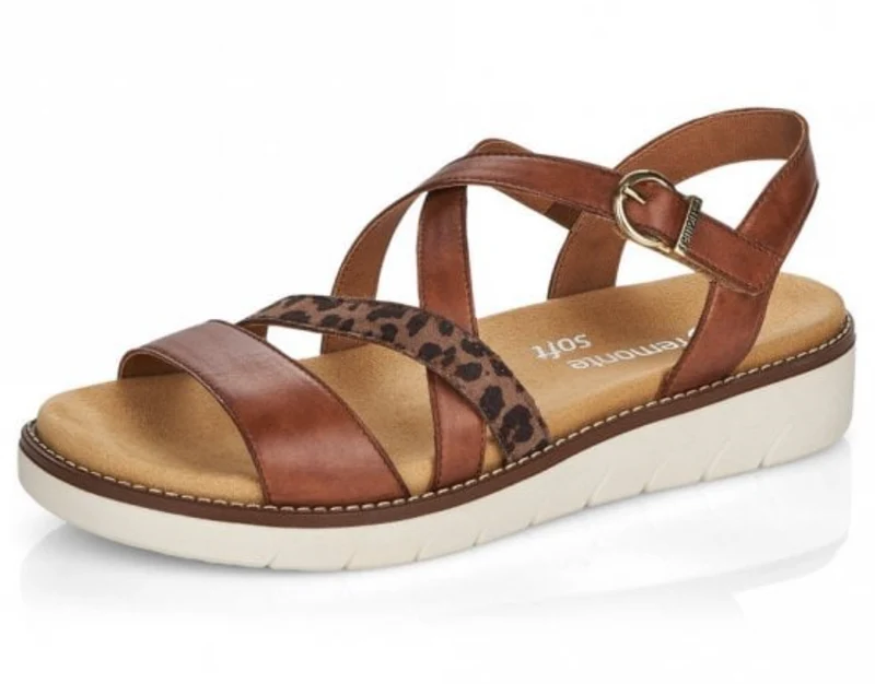 Rieker Modische Damensandalen – Braun / Leopard