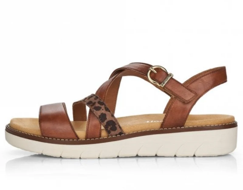 Rieker Modische Damensandalen – Braun / Leopard