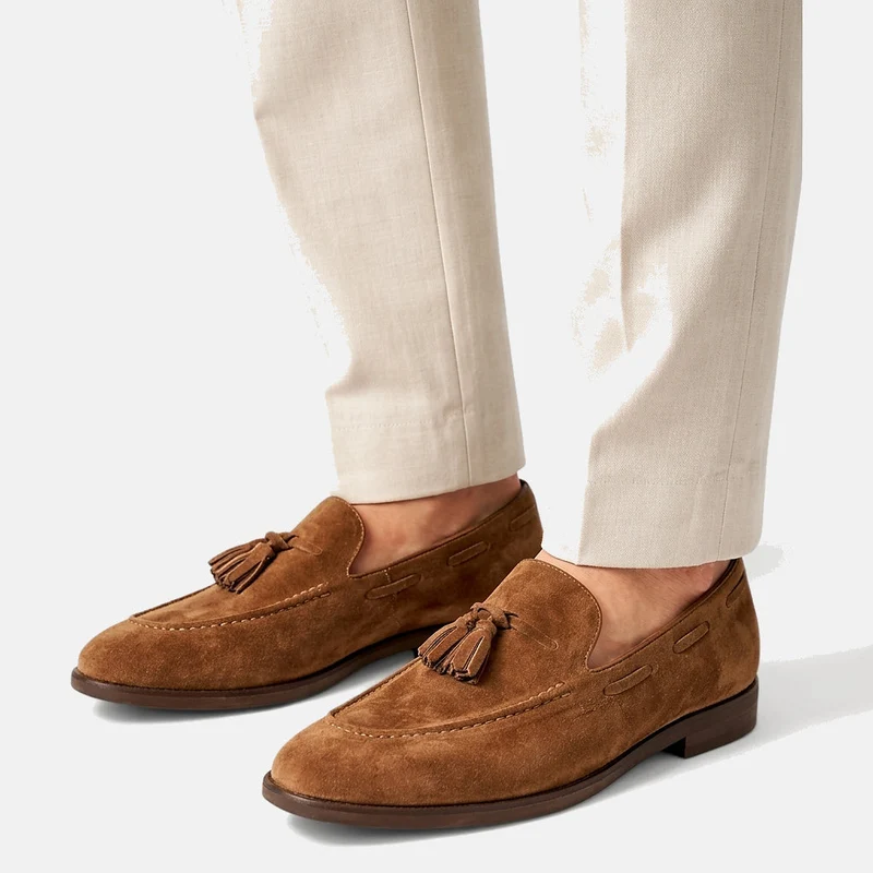 Herren Tassel-Loafer mit Velours-Optik und Mokassin-Naht