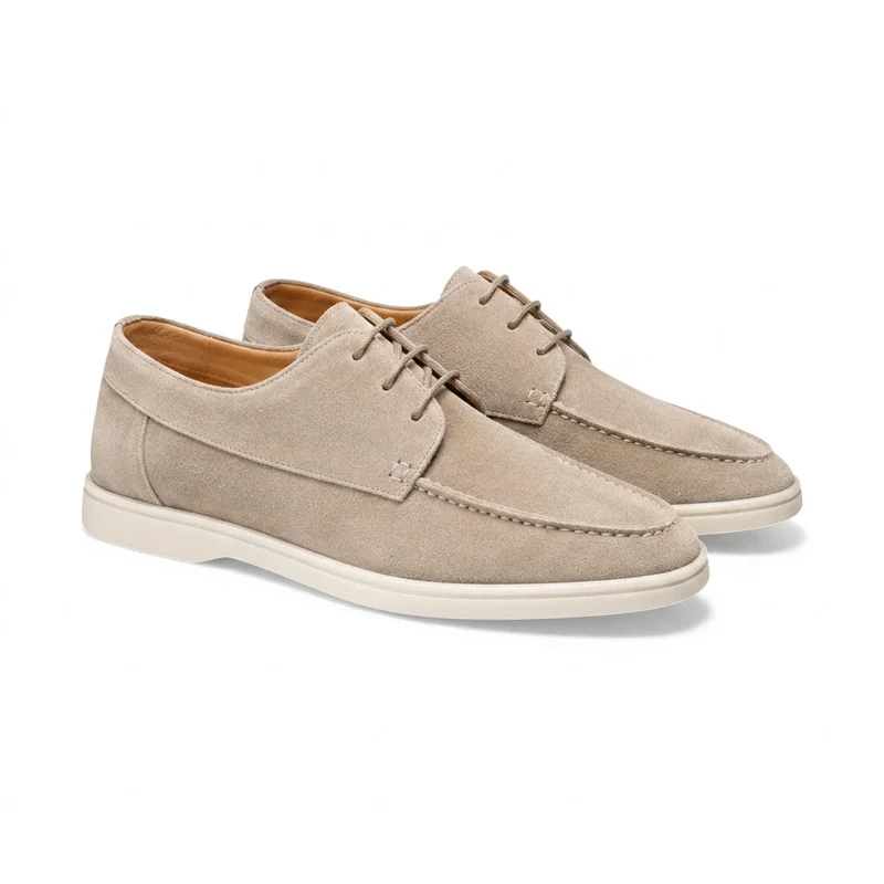 Herren-Schnürschuhe mit Mokassin-Naht und flacher Sohle