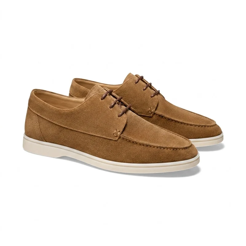 Herren-Schnürschuhe mit Mokassin-Naht und flacher Sohle