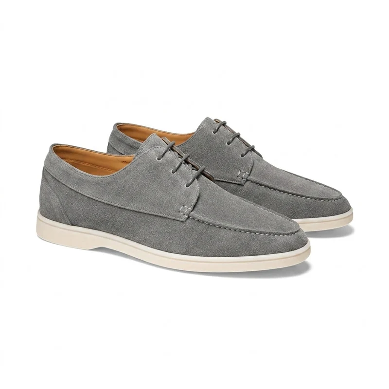 Herren-Schnürschuhe mit Mokassin-Naht und flacher Sohle