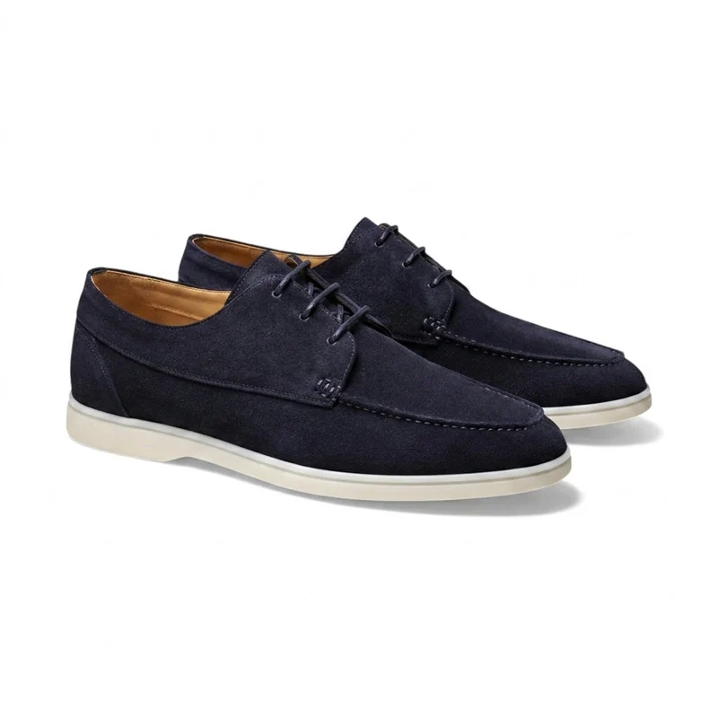 Herren-Schnürschuhe mit Mokassin-Naht und flacher Sohle