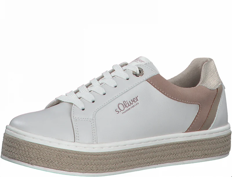 S.Oliver Damen-Plateaumode-Trainer – Beige Comb