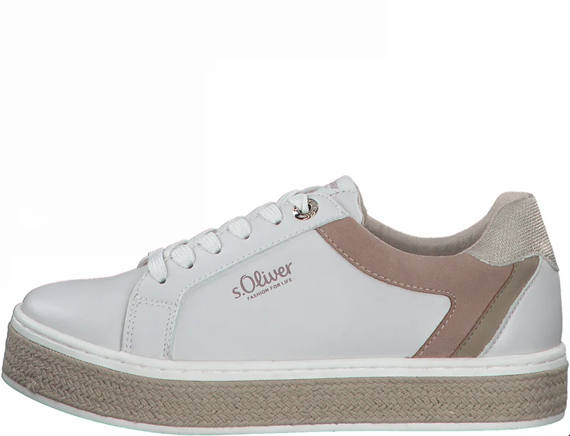 S.Oliver Damen-Plateaumode-Trainer – Beige Comb