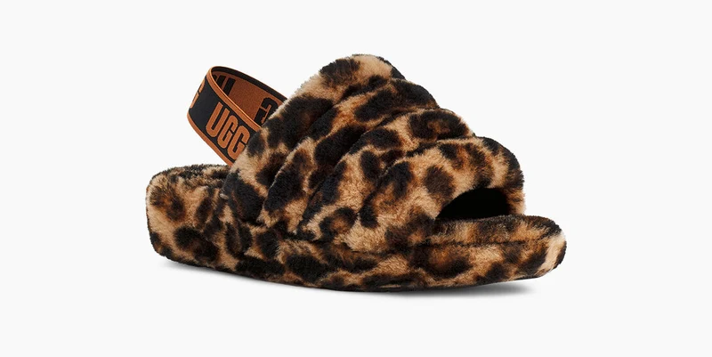 UGG Womens Fluff Yeah Slide Panther Print - Butterscotch