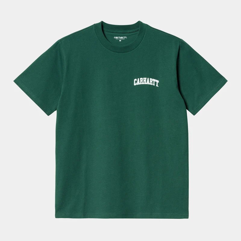 Carhartt WIP Kurzärmliges Herren-T-Shirt mit University-Schriftzug – Hedge
