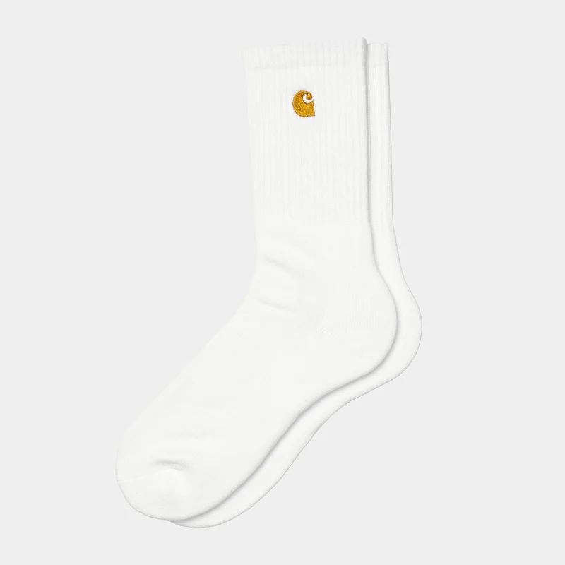 Carhartt WIP Herren Chase Socken – Weiß / Gold