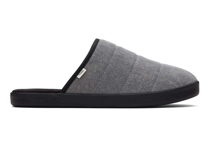 TOMS Herren Harbor Distressed Twill Quilted Slipper – Schwarz