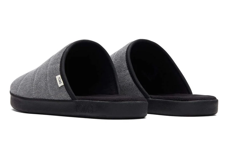 TOMS Herren Harbor Distressed Twill Quilted Slipper – Schwarz