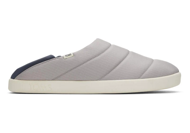 TOMS Herren Ezra Quilted Ripstop Slipper – Drizzle Grey