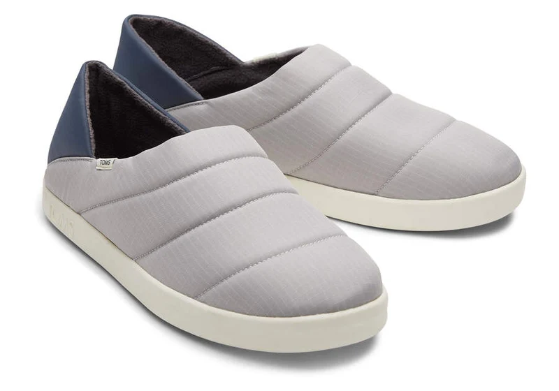 TOMS Herren Ezra Quilted Ripstop Slipper – Drizzle Grey