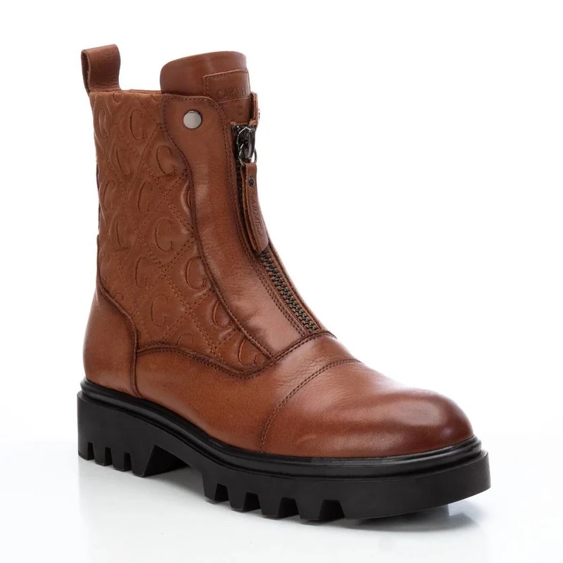 Carmela Damen-Monogramm-Modestiefel aus Leder – Kamel