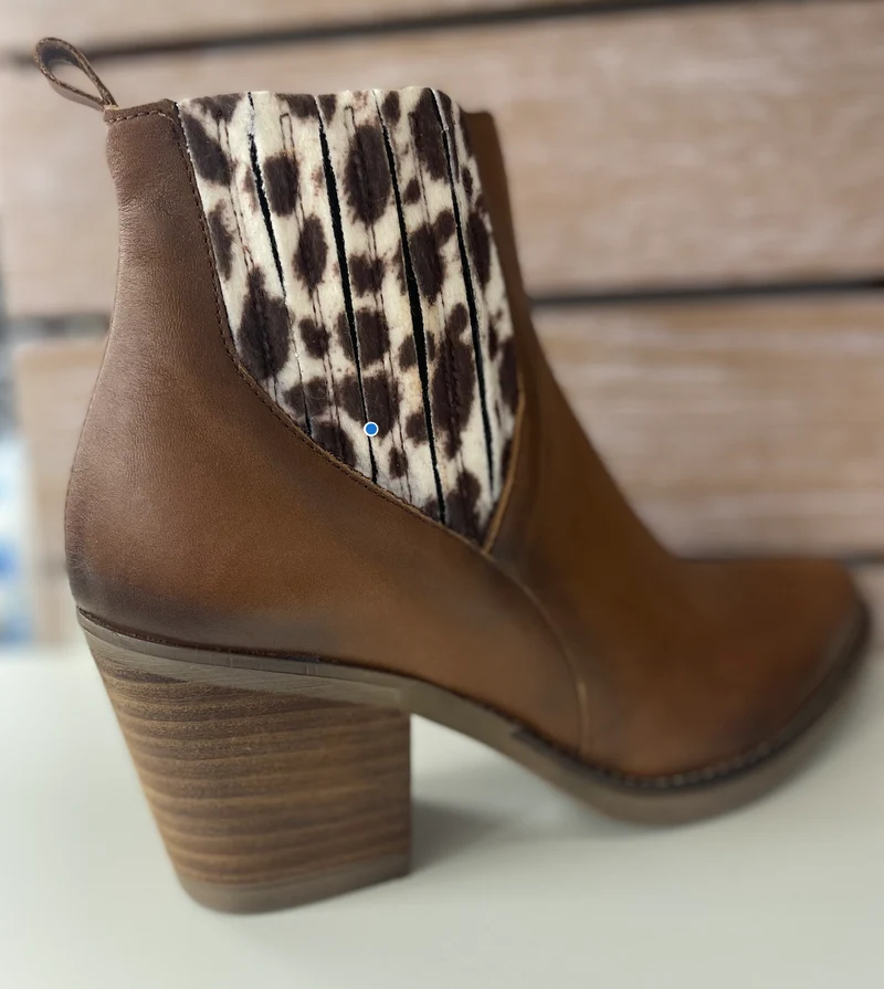 Patricia Millar Damen-Stiefelette aus Leder mit Blockabsatz - Hellbraun