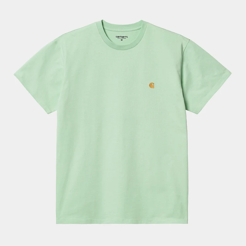Carhartt WIP Herren Chase Kurzarm-T-Shirt – Pale Spearmint / Gold