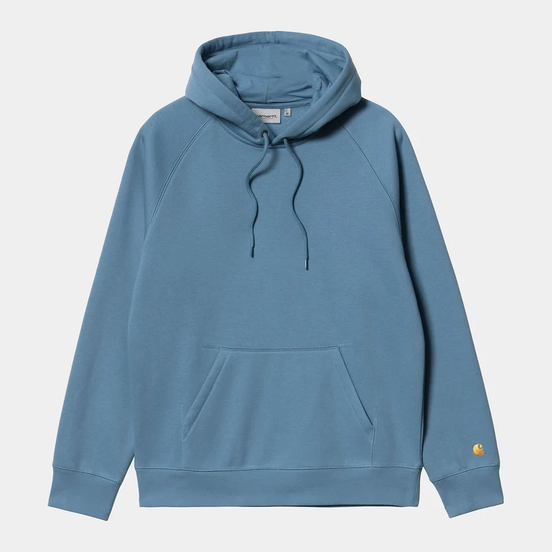 Carhartt WIP Herren Chase Hoodie – Eisiges Wasser / Gold