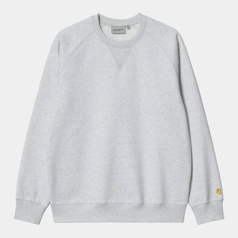 Carhartt WIP Herren Chase Sweat Top – Ash Heather / Gold