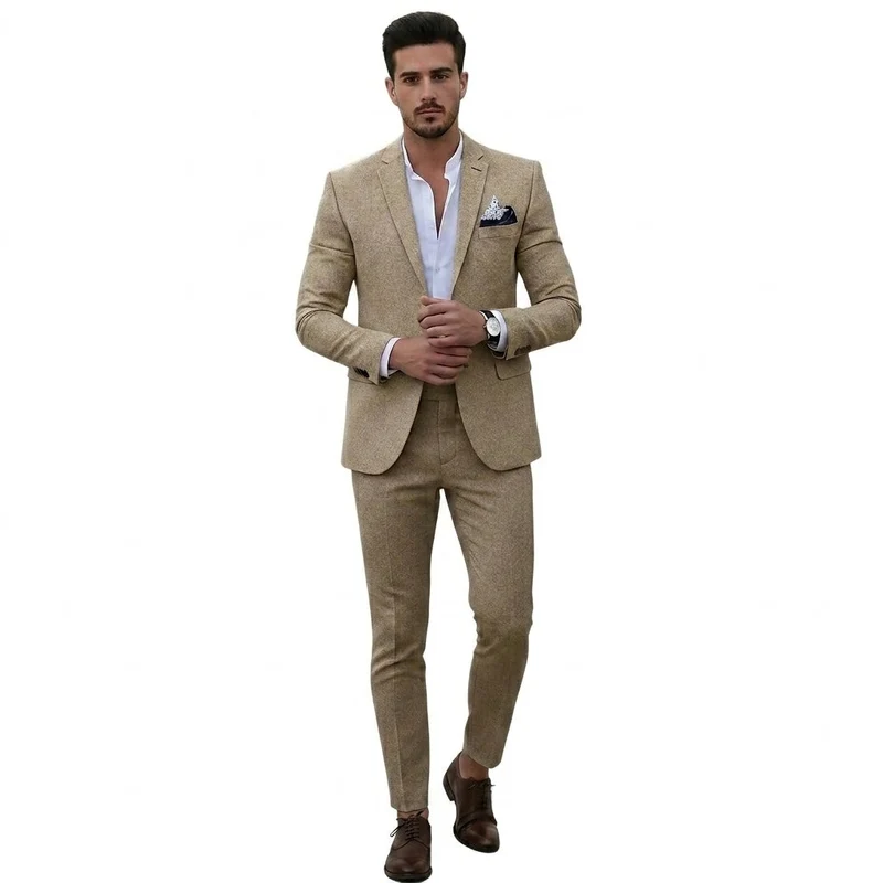 Herren-Zweiteiler mit strukturiertem Blazer und schmal geschnittener Hose