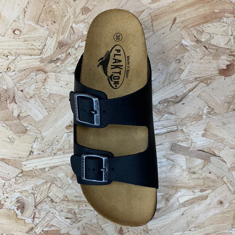 Plakton Damen Malaga Mid Apure Ledersandale – Schwarz