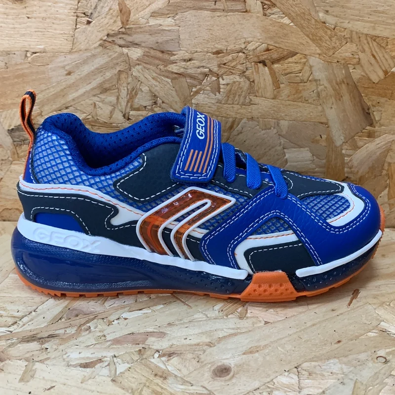 Geox Leuchtende Bayonyc-Turnschuhe für Kinder – Königsblau / Orange