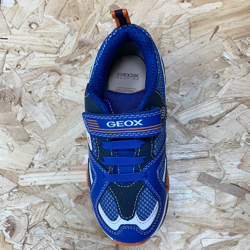 Geox Leuchtende Bayonyc-Turnschuhe für Kinder – Königsblau / Orange