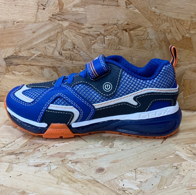 Geox Leuchtende Bayonyc-Turnschuhe für Kinder – Königsblau / Orange