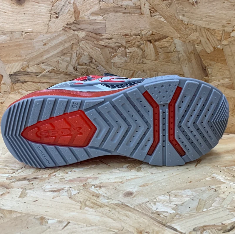 Geox Leuchtende Shark-Turnschuhe für Kinder – Grau / Schwarz