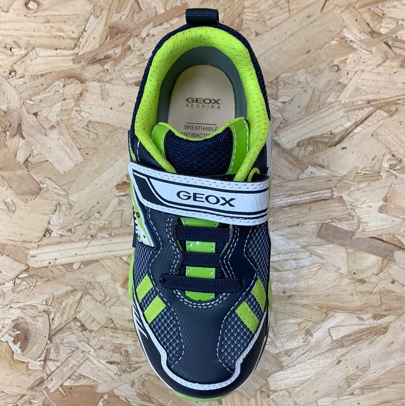 Geox Leuchtende Shark-Turnschuhe für Kinder – Marineblau/Limette