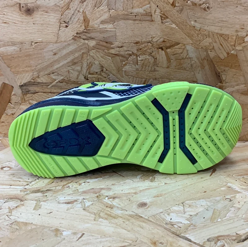 Geox Leuchtende Shark-Turnschuhe für Kinder – Marineblau/Limette