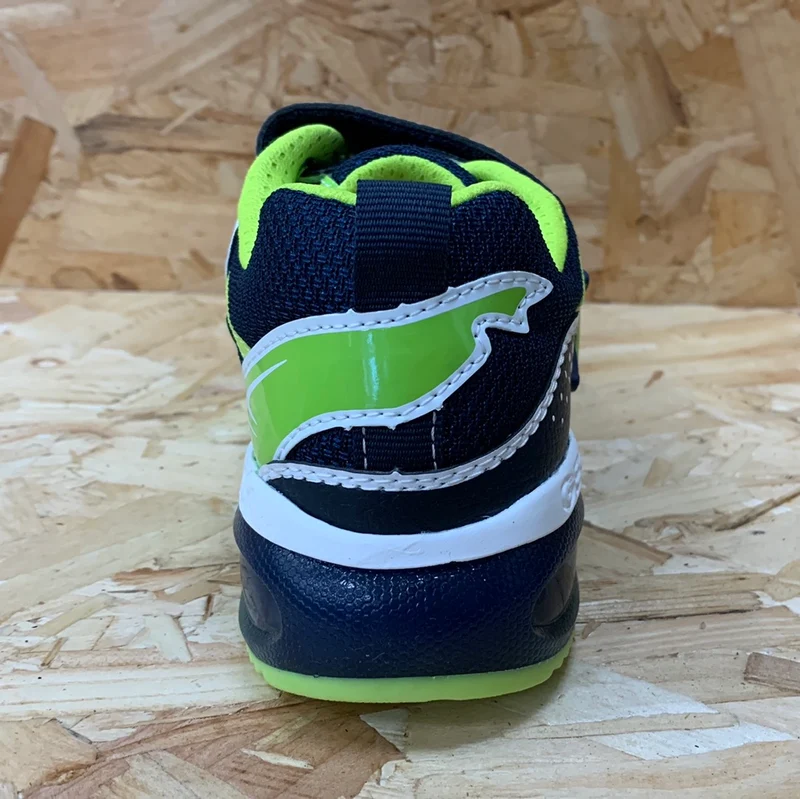 Geox Leuchtende Shark-Turnschuhe für Kinder – Marineblau/Limette