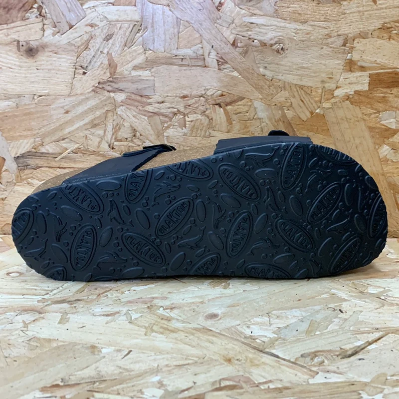 Plakton Seville Mid Waxy Ledersandale für Damen – Schwarz