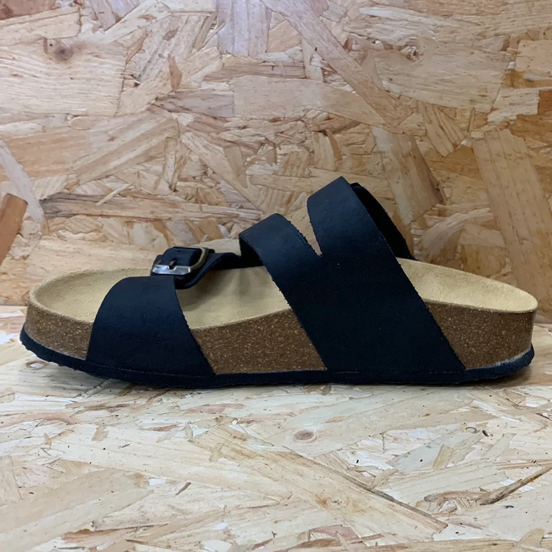 Plakton Seville Mid Waxy Ledersandale für Damen – Schwarz