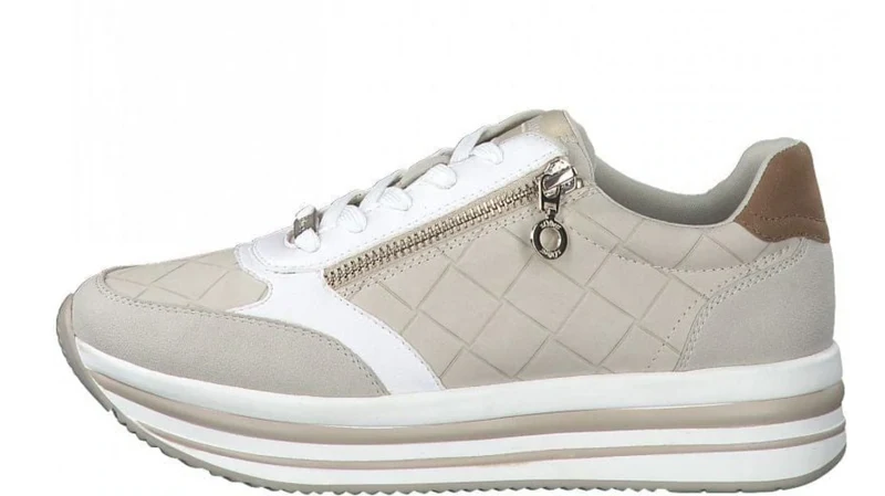 S.Oliver Womens Fashion Platform Quilted Trainer - Beige