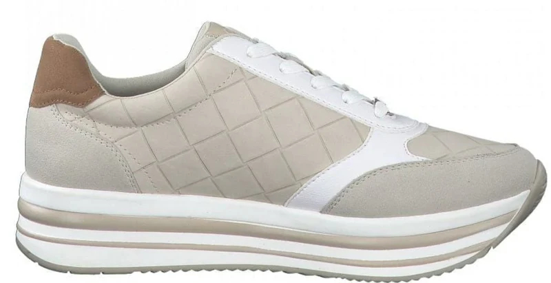 S.Oliver Womens Fashion Platform Quilted Trainer - Beige
