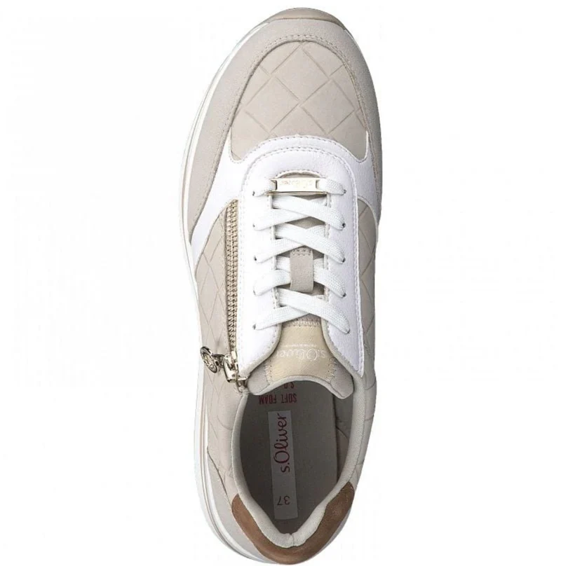 S.Oliver Womens Fashion Platform Quilted Trainer - Beige