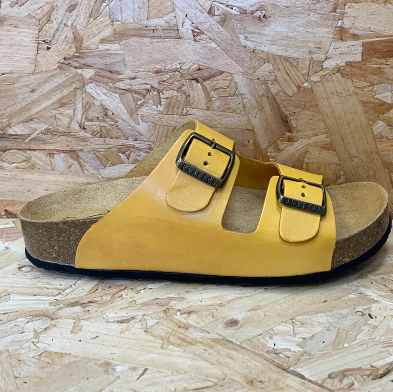 Plakton Damen Malaga Mid Vintage Ledersandale – Gelb