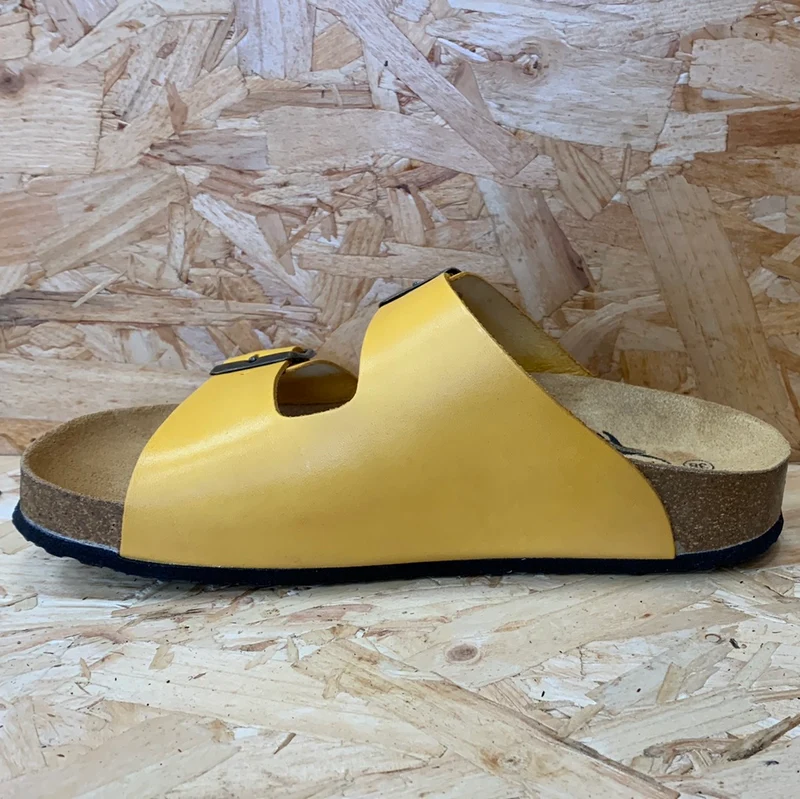 Plakton Damen Malaga Mid Vintage Ledersandale – Gelb