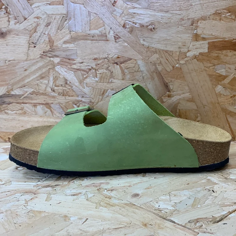 Plakton Damen-Sandale „Malaga Mid“ aus wachsartigem Leder – Khaki
