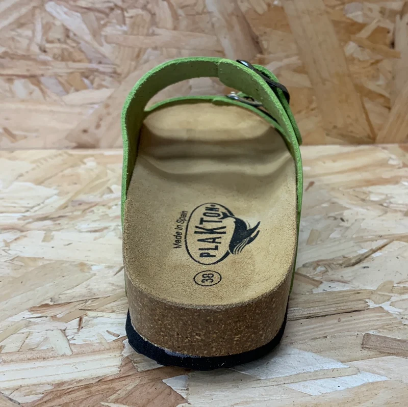 Plakton Damen-Sandale „Malaga Mid“ aus wachsartigem Leder – Khaki
